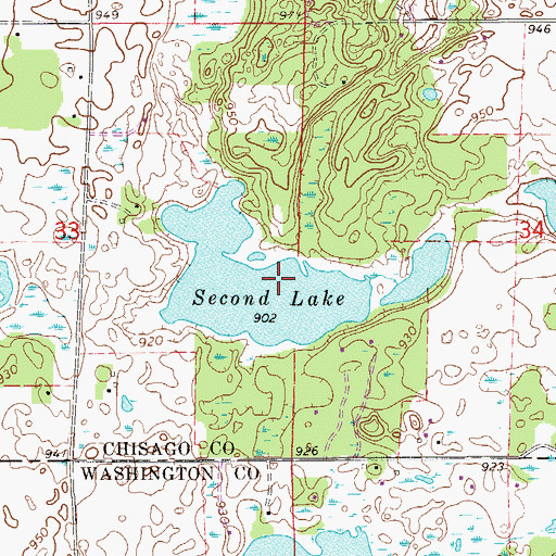 Topographic Map of Second Lake, MN