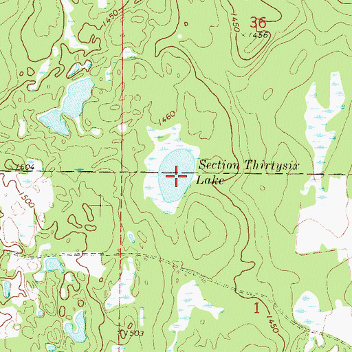 Topographic Map of Section Thirtysix Lake, MN