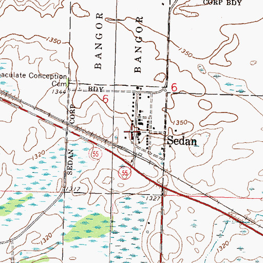 Topographic Map of Sedan, MN