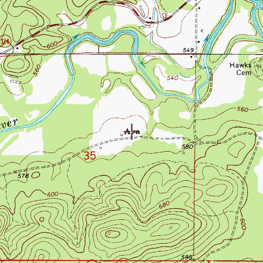 Topographic Map of Ava, AR