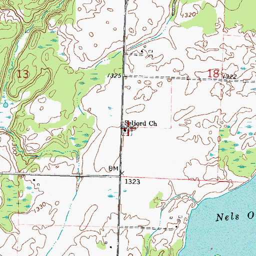 Topographic Map of Seljord Church, MN