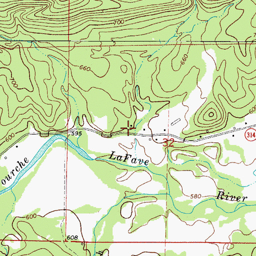 Topographic Map of Ava School (historical), AR