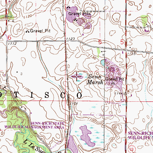 Topographic Map of Senn Marsh, MN