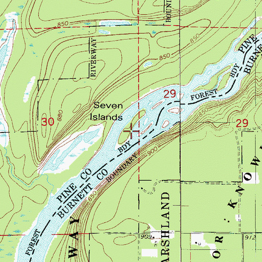 Topographic Map of Seven Islands, MN