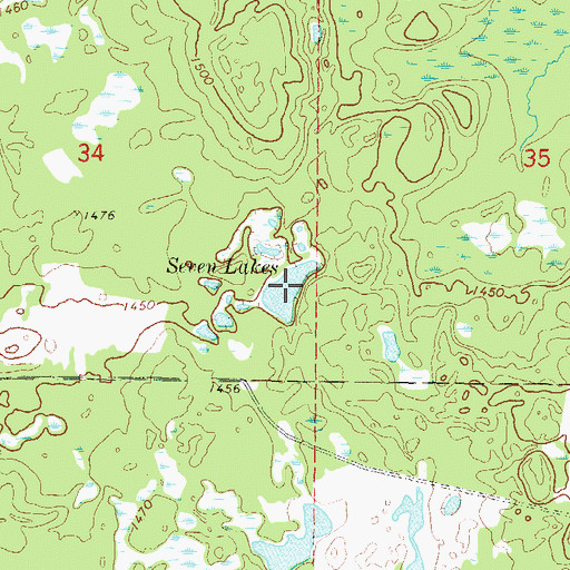 Topographic Map of Seven Lakes, MN