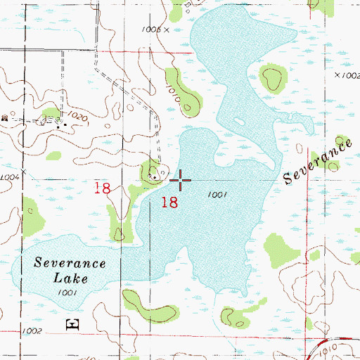 Topographic Map of Severance Lake, MN