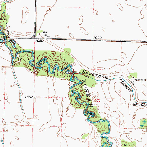 Topographic Map of Severson Creek, MN