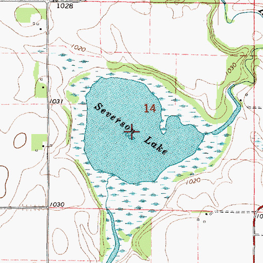 Topographic Map of Severson Lake, MN