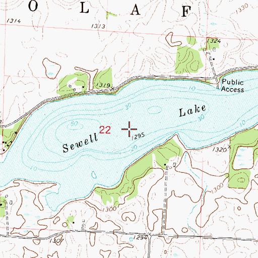 Topographic Map of Sewell Lake, MN