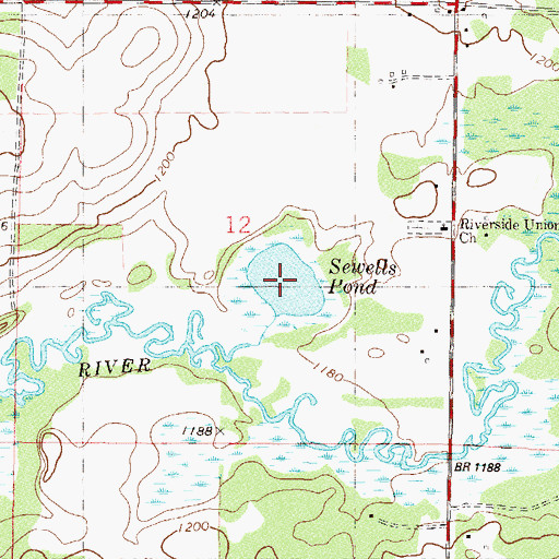 Topographic Map of Sewells Pond, MN