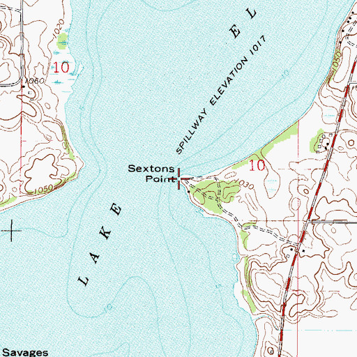 Topographic Map of Sextons Point, MN