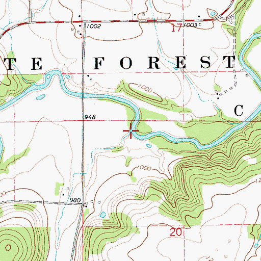 Topographic Map of Shady Creek, MN