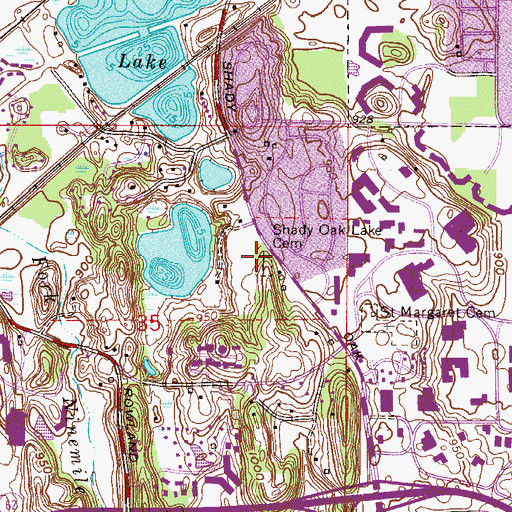 Topographic Map of Shady Oak Lake Cemetery, MN