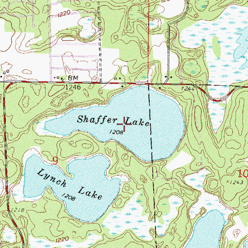 Topographic Map of Shaffer Lake, MN