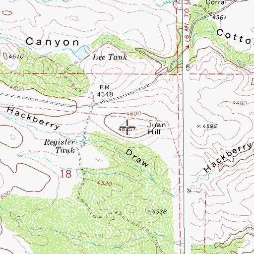 Topographic Map of Juan Hill, AZ