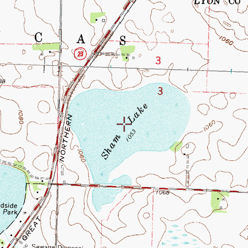 Topographic Map of Sham Lake, MN