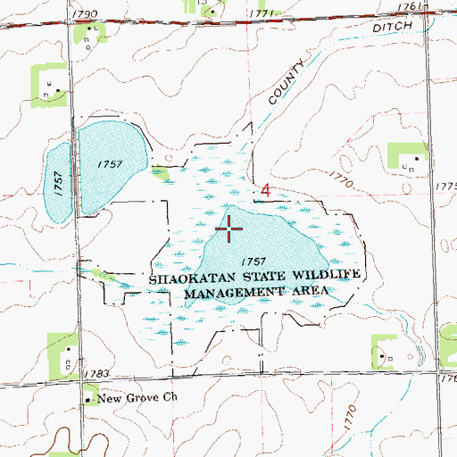 Topographic Map of Shaokatan State Wildlife Management Area, MN