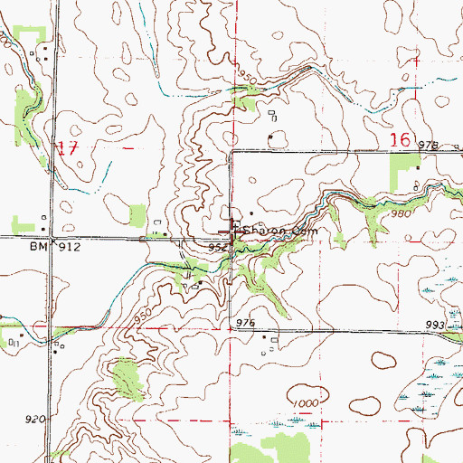 Topographic Map of Sharon Cemetery, MN