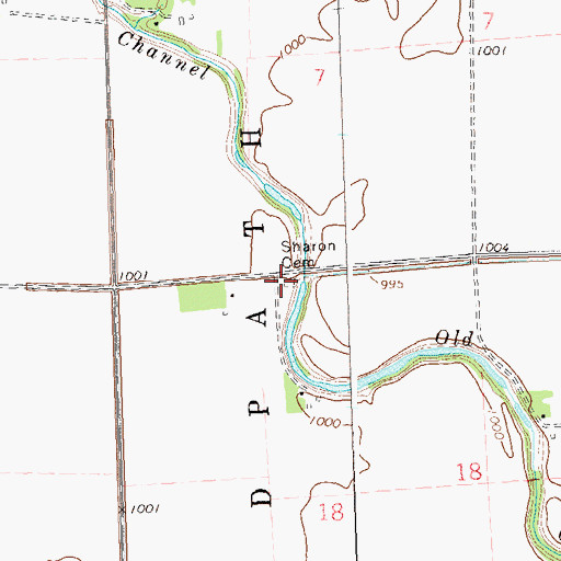 Topographic Map of Sharon Cemetery, MN