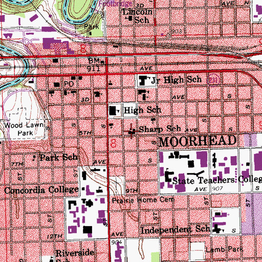 Topographic Map of Sharp School, MN