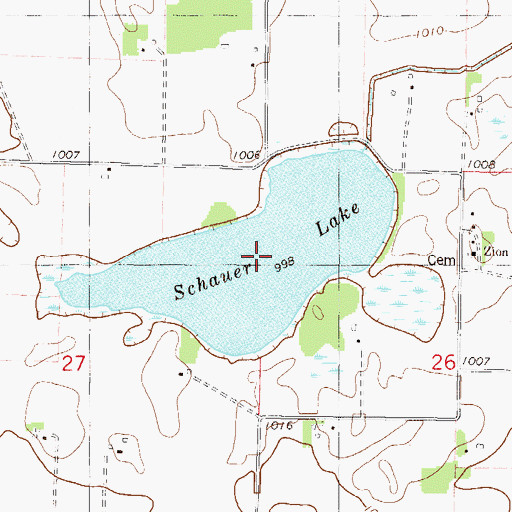 Topographic Map of Schauer Lake, MN