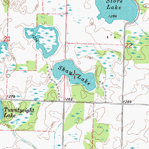 Topographic Map of Shay Lake, MN