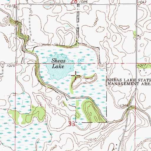 Topographic Map of Sheas Lake State Wildlife Management Area, MN