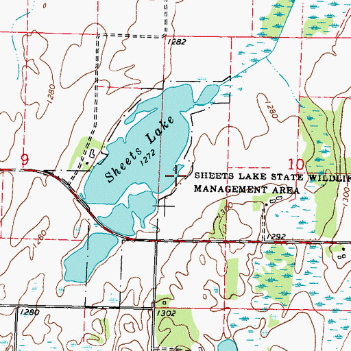 Topographic Map of Sheets Lake State Wildlife Management Area, MN