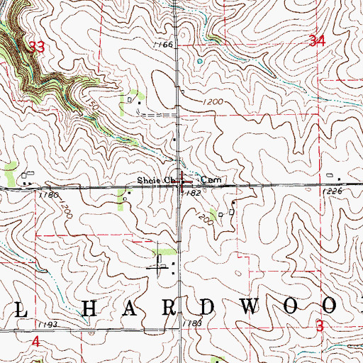 Topographic Map of Sheie Church, MN
