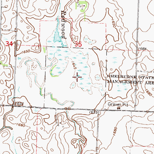 Topographic Map of Shelburne State Wildlife Management Area, MN