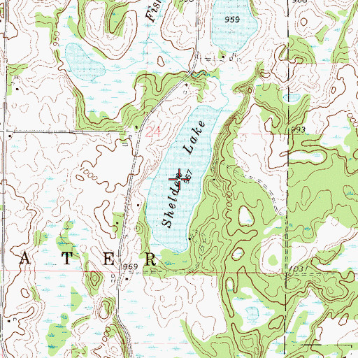Topographic Map of Shelden Lake, MN