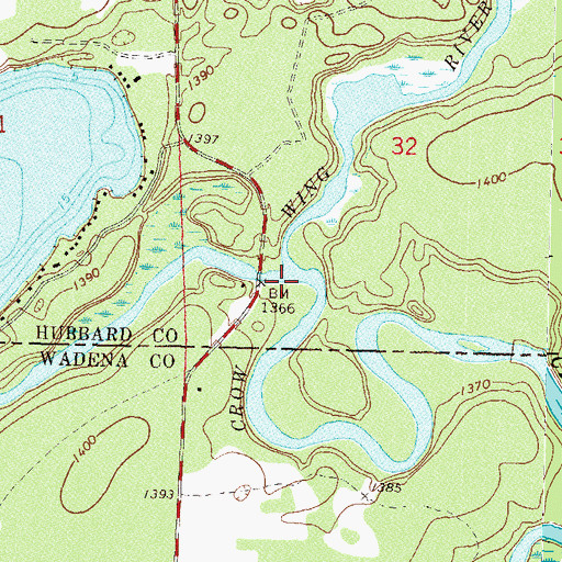 Topographic Map of Shell River, MN