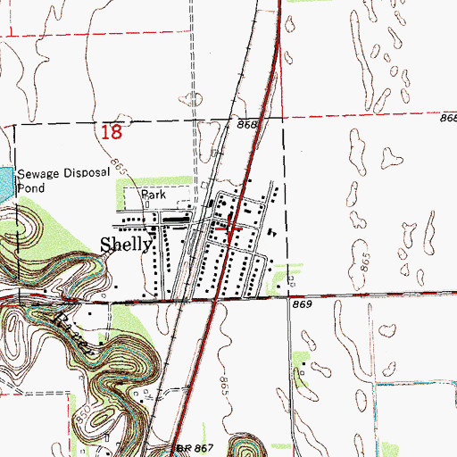Topographic Map of Shelly, MN
