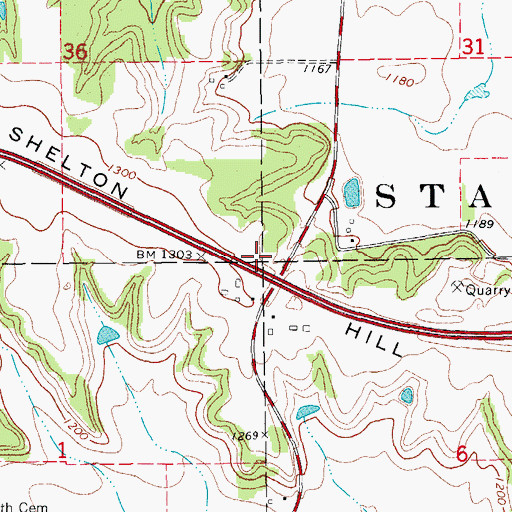 Topographic Map of Shelton Hill, MN