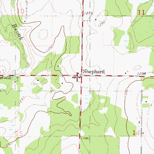 Topographic Map of Shephard, MN