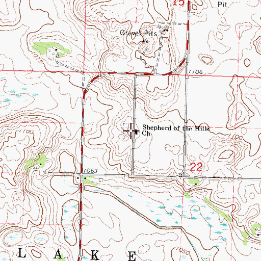 Topographic Map of Shepherd of the Hills Church, MN