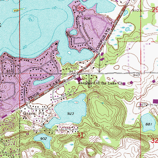 Topographic Map of Shepherd of the Lake Church, MN