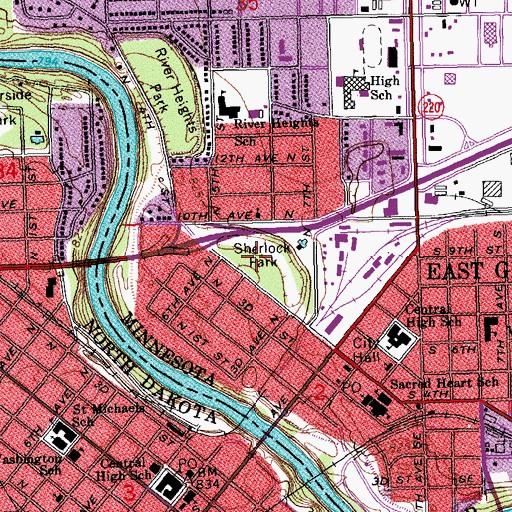 Topographic Map of Sherlock Park, MN