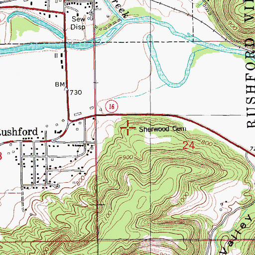 Topographic Map of Sherwood Cemetery, MN