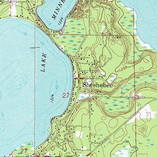 Topographic Map of Sheshebee, MN