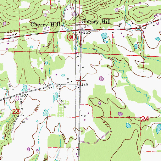 Topographic Map of Cherry Hill School (historical), AR