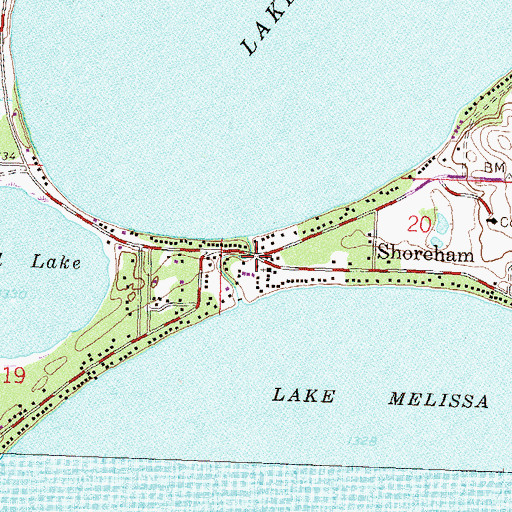 Topographic Map of Shoreham, MN