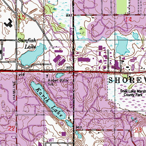 Topographic Map of Shoreview, MN