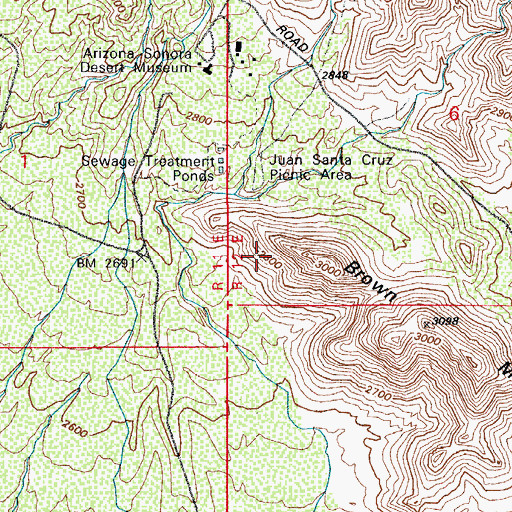 Topographic Map of Juan Santa Cruz Picnic Area, AZ