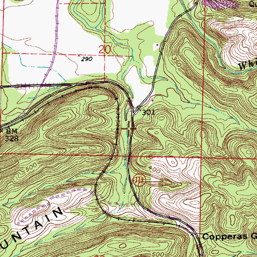 Topographic Map of Copperas Gap (historical), AR