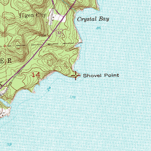 Topographic Map of Shovel Point, MN