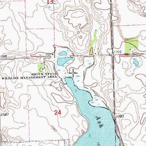 Topographic Map of Shuck State Wildlife Management Area, MN