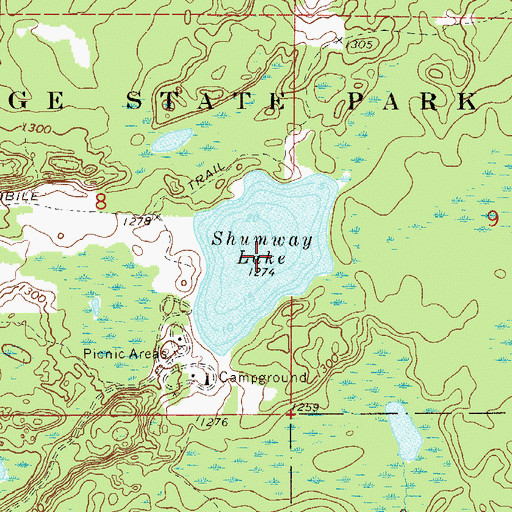 Topographic Map of Shumway Lake, MN