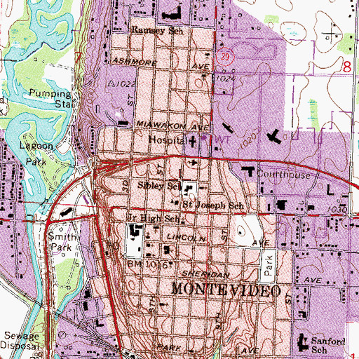Topographic Map of Sibley School, MN