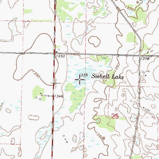 Topographic Map of Siebell Lake, MN